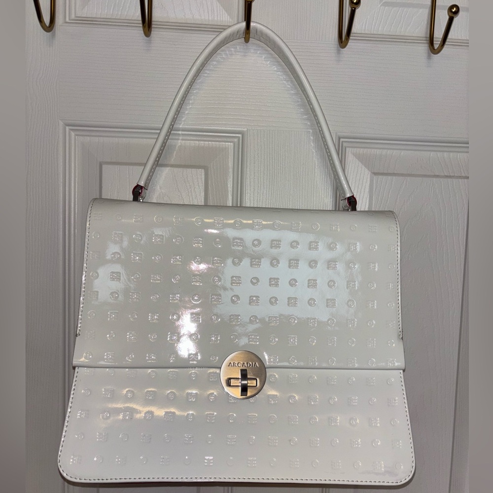 Arcadia White Patent Leather Satchel